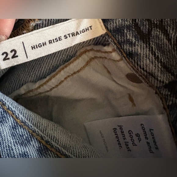 Pacsun Butterfly High Rise Straight Jeans Button Fly Womens Size 22 Raw Hem NWT - Picture 10 of 15